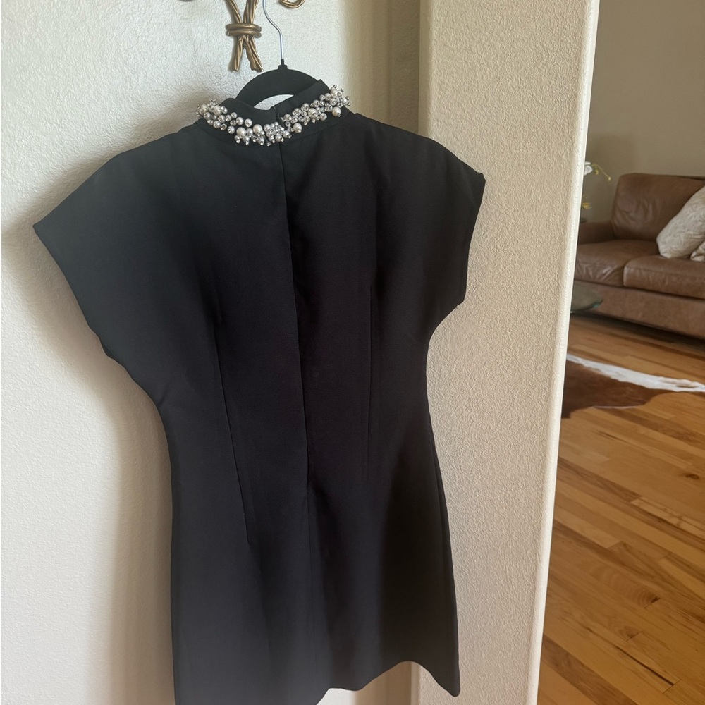 Stud- Pearls neckline midi dress . HK boutique.